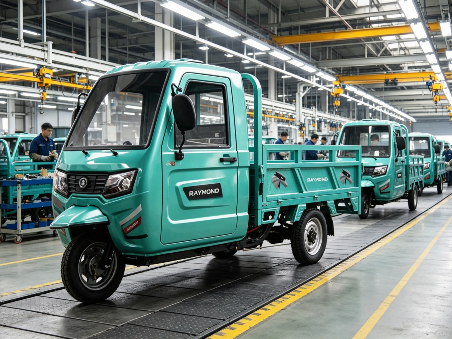 Línea de producción de fábrica Falcon EV Latam con unidades de triciclo eléctrico de carga CT-038
