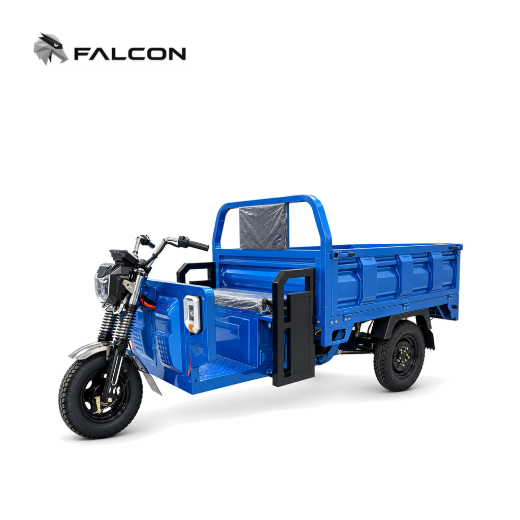 Triciclo eléctrico de carga Falcon MT-CP001, capacidad 500-1000 kg, motor 1000-3000W, ideal para última milla en CDMX y mercados de México
